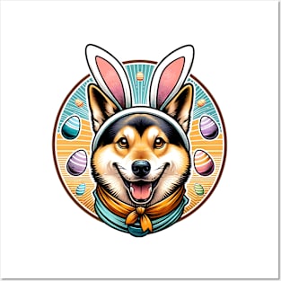 Swedish Vallhund Celebrates Easter with Bunny Ears Posters and Art